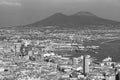 Aerial graphical view Naples City with its Port and Mount Vesuvius Monte Vesuvio at the back, Naples Napoli, Campania, Italy Royalty Free Stock Photo