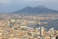 Aerial view Naples City with its Port and Mount Vesuvius Monte Vesuvio at the back, Naples Napoli, Campania, Italy Italia Royalty Free Stock Photo