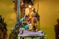 Naples, San Gregorio Armeno, the representation of the holy family in crib scene .Typical Christmas decorations