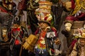 Naples, San Gregorio Armeno, representation in the Neapolitan Presepe of a typical lucky character.Typical Christmas decorations