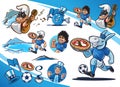Naples set illustration with pizza and soccer