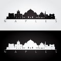 Naples skyline and landmarks silhouette