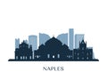 Naples skyline, monochrome silhouette.