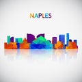 Naples skyline silhouette in colorful geometric style.