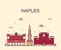 Naples skyline silhouette vector linear style