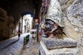 Naples - Traditional mask with face of Pulcinella in Spaccanapoli Streets in the old town of Naples, Italy