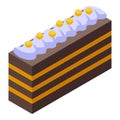 Napoleon cake cream icon isometric vector. Sweet chocolate