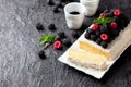 Napoleon cake with lemon cream and berries