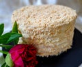 lemon meringue cake is layers of soft, moist lemon cake, Royalty Free Stock Photo