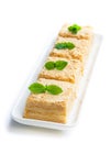 Napoleon cake slices isolated on white Royalty Free Stock Photo