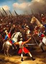 Napoleonic Wars ca 1808. Fictional Battle Depiction. Generative AI.