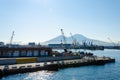 Napoli,Campania/Italy-July 17, 2019: The Port of Naples is one of the largest Italian seaports. Cargo port on Mount Vesuvius Royalty Free Stock Photo