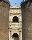 Napoli, Italy. Landscape at the Triumphal Arch of the castle Castel Nuovo, also called Maschio Angioino