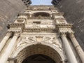 Napoli, Italy. Landscape at the Triumphal Arch of the castle Castel Nuovo, also called Maschio Angioino