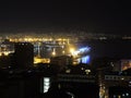 Napoli, Italy. Wonderful landscape at the bay and the harbor at night
