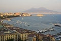 Napoli Naples and mount Vesuvius in the background at sunset in a summer day, Italy, Campania