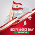 Nappy independence day Lebanon greetings. vector illustration design