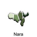 Nara City High detailed illustration map, Japan map, World map country design template