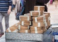 Apanese crackers `Senbei` sold for feeding deer