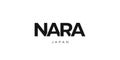Nara in the Japan emblem. The design features a geometric style, vector illustration with bold typography in a modern font. The
