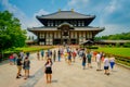 Nara, Japan - July 26, 2017: Crowd of people at the enter of Todai-ji literally means Eastern Great Temple. This temple