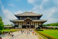 Nara, Japan - July 26, 2017: Unidentified people walking at Todai-ji literally means Eastern Great Temple. This temple