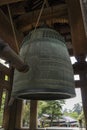 Nara, Japan - May 31, 2017: Bronze temple bell of the Todai-ji T