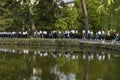 Nara, Japan - May 30, 2017: Groups of Japanese students walking