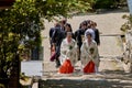 Japanese wedding ceremony in Shinto shrine in Nara, Japan Royalty Free Stock Photo