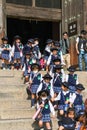Japanese pre-school kids are on an excursion to Todaiji Temple in Nara.