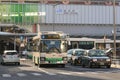 Nara train station with busses and traffic