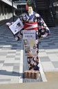 Nara, 13th may: Japonese Kimono Dress exposed on Nara Park Complex of Nara City in Japan