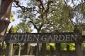 Nara, 13th may: Signboard plaque with Isuen Garden from Nara Park Complex of Nara City in Japan