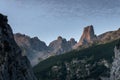 Naranjo de Bulnes, known as Picu Urriellu, from CamarmeÃÂ±a village in Picos de Europa National Park, Asturias in Spain Royalty Free Stock Photo