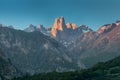 The Naranjo de Bulnes, known as Picu Urriellu, is a limestone peak, located in the Macizo Central region of the Picos de Europa Royalty Free Stock Photo