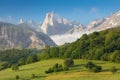 The Naranjo de Bulnes, known as Picu Urriellu, is a limestone peak, located in the Macizo Central region of the Picos de Europa Royalty Free Stock Photo