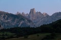 Naranjo de Bulnes peak from Pozo de la Oracion lookout point at dusk, Picos de Europa National Park in Asturias, Spain