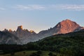 Naranjo de Bulnes, Picu Urriellu, from Pozo de la Oracion lookout point at sunset, Picos de Europa National Park in Astur Royalty Free Stock Photo