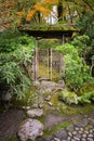 Bamboo door in the garden around Nara Park
