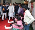 BJP President Amit Shah meet disable children Royalty Free Stock Photo