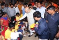 BJP President Amit Shah meet disable child at narayan seva sansthan Royalty Free Stock Photo