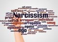 Narcissism word cloud and hand with marker concept Royalty Free Stock Photo