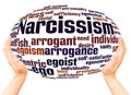 Narcissism word cloud hand sphere concept Royalty Free Stock Photo