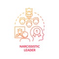 Narcissistic leader red gradient concept icon