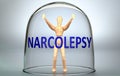 Narcolepsy can separate a person from the world and lock in an isolation that limits - pictured as a human figure locked inside a