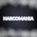 Narcomania neon lettering. Sad mood. Vector illustration Royalty Free Stock Photo
