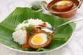 Nargisi kofta curry and rice, indian cuisine