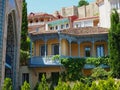 Narikala, Jumah Mosque, Sulphur Baths and famous colorful balconies in old historic district Abanotubani, Tbilisi, Georgia Royalty Free Stock Photo