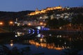 Narikala Castle above Old Town floodlit at the blue hour, Tbilisi, Georgia Royalty Free Stock Photo