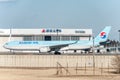 NARITA - JAPAN, JANUARY 25, 2017: HL7586 Airbus A330 Korean Air Ready to take off in International Narita Airport, Japan.